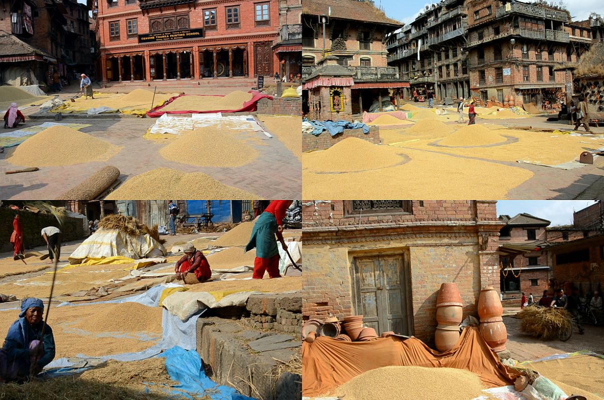 Kathmandu Bhaktapur 10-2 Potters Square At Harvest Time The pots are put side at harvest time at Potters Square in Bhaktapur.